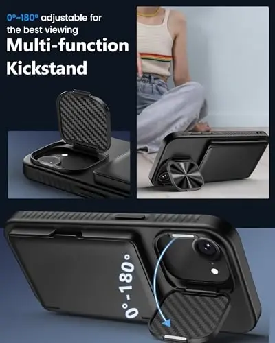 ATATOO for iPhone 16e Case Wallet, Built-in Card Holder (3-5 Cards) & Stand & Camera Cover, Military Grade Protection Rugged Silicone Kickstand Phone Case for iPhone 16e 6.1