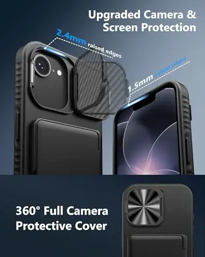 ATATOO for iPhone 16e Case Wallet, Built-in Card Holder (3-5 Cards) & Stand & Camera Cover, Military Grade Protection Rugged Silicone Kickstand Phone Case for iPhone 16e 6.1