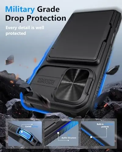 ATATOO for iPhone 17 Case Wallet, Built-in Card Holder (3-5 Cards) & Slide Camera Cover & [RFID Blocking], Military Grade Protection, Rugged Protective Phone Cover Case for iPhone 17 6.3