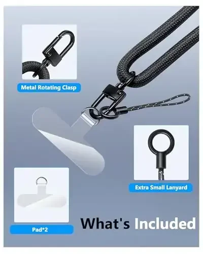 ATATOO for iPhone 17 Case Wallet with Lanyard, Phone Strap Crossbody for Women Men, Card Holder & Slide Camera Cover, Military Grade Protection, Rugged Protective Case for iPhone 17 6.3