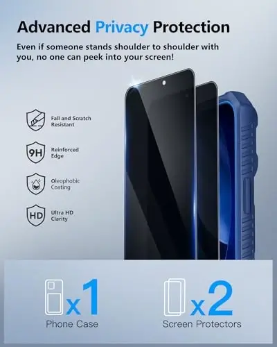 ATATOO for iPhone 17 Case Wallet with Privacy Screen Protector [2 Pack], Card Holder & Slide Camera Cover, Case for iPhone 17 6.3