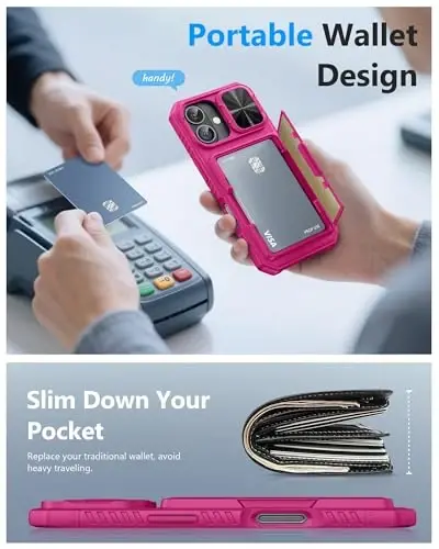 ATATOO for iPhone 17 Wallet Case with Card Holder (3-5 Cards) & [RFID Blocking] & Sliding Camera Cover, Military Grade Drop Protection, Women Men Cute Cover Case for iPhone 17 6.3