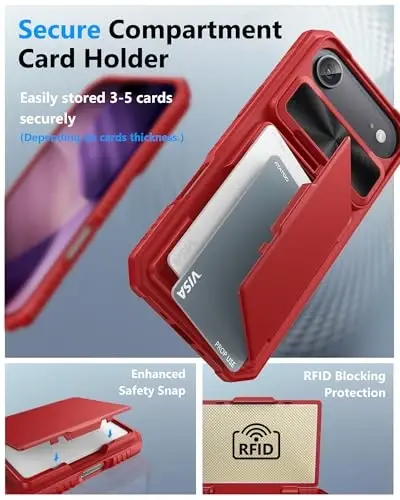 ATATOO for iPhone Air Case Wallet, Built-in Card Holder (Store 3-5 Cards) & Slide Lens Cover, Military Grade Protection, Strong Silicone Protective Phone Cover Case for iPhone Air 2025 6.5