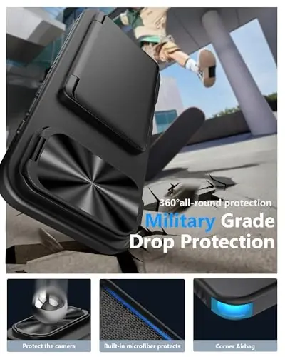 ATATOO for iPhone Air Case Wallet, Card Holder (3-5 Cards) & Stand, Black | Slide Camera Lens Cover, Military Grade Protection Rugged Silicone Kickstand Phone Cover Case for iPhone 17 Air 2025 6.5