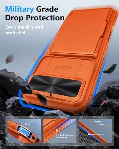 ATATOO for iPhone Air Case with Card Holder (Store 3-5 Cards) & [RFID Blocking] & Slide Camera Cover, Military Grade Protection, Rugged Protective Wallet Cover Case for iPhone Air 2025 6.5