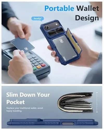 ATATOO for iPhone Air Wallet Case, Built-in Card Holder (3-5 Cards) & Slide Camera Cover & RFID Blocking, Military Grade Protection, Hard Shockproof Cover Case for iPhone Air (17Air) 2025 6.5