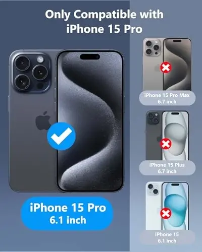 ATATOO iPhone 15 Pro Cüzdan Kılıf için, Dahili Kart Tutucu (3-5 Kart) ve Sürgülü Kamera Kapağı, Askeri Sınıf Koruma, iPhone 15 Pro 6.1
