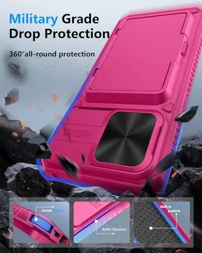 ATATOO, iPhone 15 Pro Max için Kartlıklı (3-5 Kart) ve Sürgülü Kamera Kapaklı Cüzdan Kılıf, Askeri Sınıf Koruma, Kadınlar ve Erkekler için Sevimli Telefon Kılıfı, iPhone 15 Pro Max 6.7