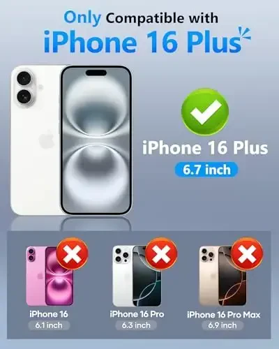 ATATOO iPhone 16 Plus uchun karta ushlagichi bilan (3-5 ta karta sig'adi) [RFID blokirovka] va linza slayder himoyachisi, harbiy darajadagi himoya, iPhone 16 Plus 6.7