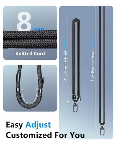 ATATOO iPhone 16 uchun hamyonli g‘ilof, boylamli, ayollar va erkaklar uchun telefon tasmali, karta ushlagichli, kamera uchun slayd qopqoqli, harbiy darajadagi himoya, iPhone 16 6.1