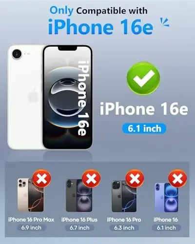 ATATOO iPhone 16e uchun g‘ilof, O‘rnatilgan karta ushlagichi (3-5 ta kartani saqlaydi) & Sürgülü kamera qopqog‘i & RFID blokirovkasi, Harbiy darajadagi himoya, iPhone 16e 6.1