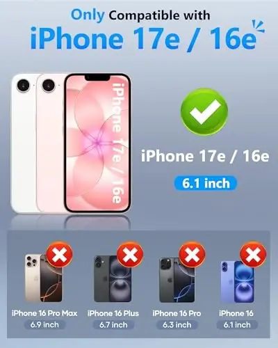 ATATOO iPhone 16e uchun g‘ilof, O‘rnatilgan karta ushlagichi (3-5 ta kartani saqlaydi) & Sürgülü kamera qopqog‘i & RFID blokirovkasi, Harbiy darajadagi himoya, iPhone 16e 6.1