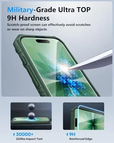 ATATOO iPhone 17 Cüzdan Kılıf, HD Temperli Cam Ekran Koruyucu [2'li Paket], Kartlık ve Sürgülü Kamera Kapağı, Askeri Sınıf Koruma, iPhone 17 6.3