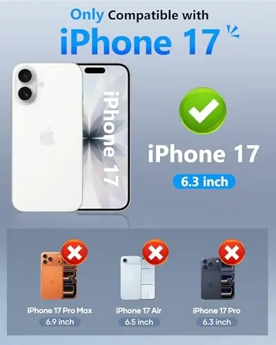 ATATOO iPhone 17 uchun g‘ilof, ichiga o‘rnatilgan karta ushlagichi (3-5 ta karta sig‘adi) [RFID] va suriluvchi kamera qopqog‘i, harbiy standart himoya, og‘ir yuk ko‘taruvchi mustahkam hamyon g‘ilofi iPhone 17 6.3