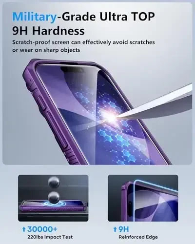 ATATOO iPhone Air Case Wallet uchun HD Tempered Glass Screen Protector [2 Pack] bilan, Kartochka ushlagichi & Sürgülü Kamera qopqog'i, Tushishdan himoya, iPhone Air 2025 6.5