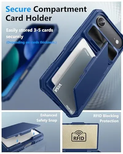 ATATOO for iPhone Air Wallet Case, Built-in Card Holder (3-5 Cards) & Slide Camera Cover & RFID Blocking, Military Grade Protection, Hard Shockproof Cover Case for iPhone Air (17Air) 2025 6.5