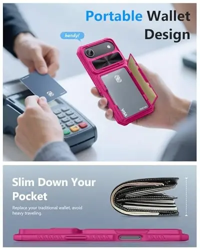 ATATOO for iPhone Air Wallet Case with Card Holder (3-5 Cards) & [RFID Blocking] & Sliding Camera Cover, Military Grade Protection, Women Men Cute Cover Case for iPhone Air 2025 6.5