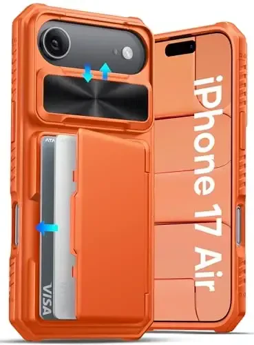 ATATOO for iPhone Air Case with Card Holder (Store 3-5 Cards) & [RFID Blocking] & Slide Camera Cover, Military Grade Protection, Rugged Protective Wallet Cover Case for iPhone Air 2025 6.5