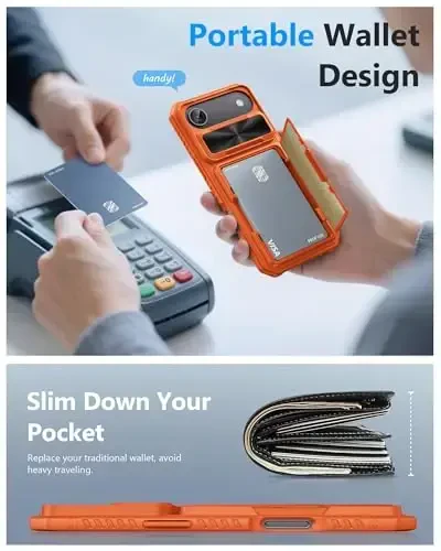 ATATOO for iPhone Air Case with Card Holder (Store 3-5 Cards) & [RFID Blocking] & Slide Camera Cover, Military Grade Protection, Rugged Protective Wallet Cover Case for iPhone Air 2025 6.5