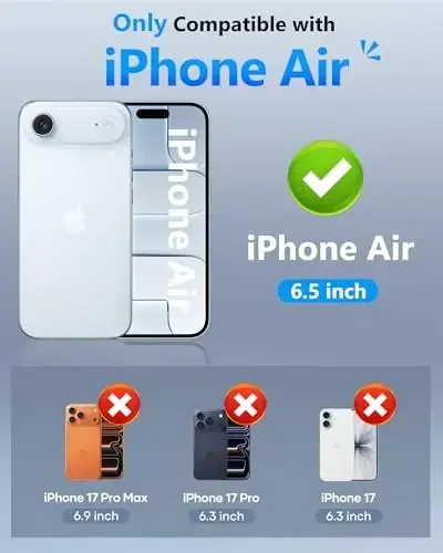 ATATOO iPhone Air uchun kartochka ushlagichi bilan g'ilof (3-5 ta kartochka sig'adi) & [RFID blokirovkasi] & Slaydli kamera qopqog'i, harbiy darajadagi himoya, iPhone Air 2025 6.5