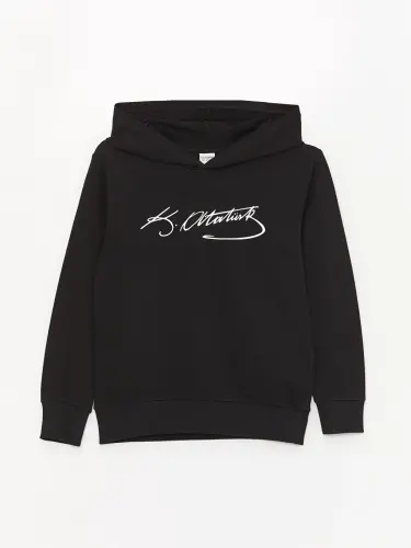 Siyah Atatürk İmza Baskılı Erkek Çocuk Sweatshirt-Siyah - 3