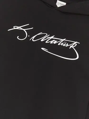 Siyah Atatürk İmza Baskılı Erkek Çocuk Sweatshirt-Siyah - 5