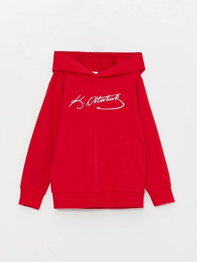 Atatürk Imzosi Bosilgan Erkak Bolalar Hoodie - 1