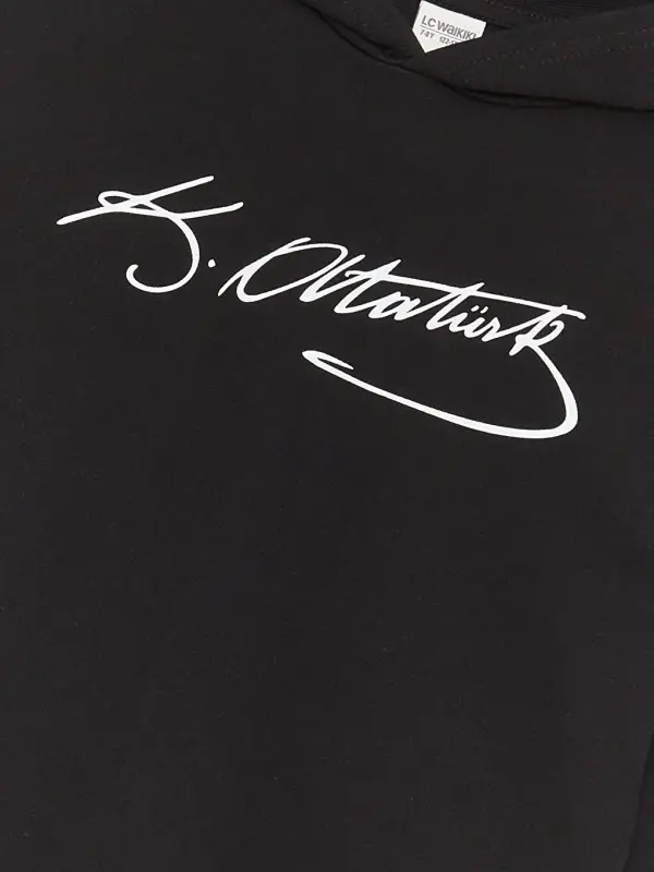 Atatürk Signature Printed Boy's Sweatshirt-Black - 5