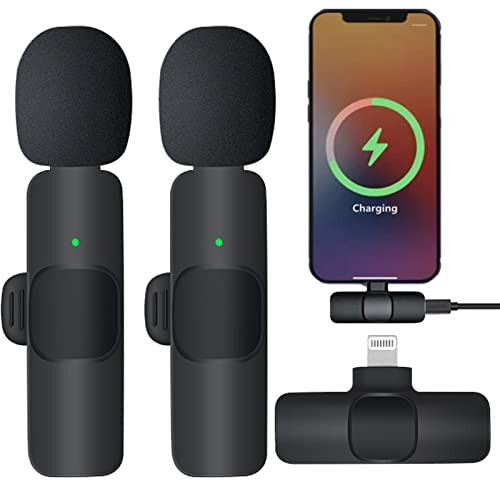 Atazevk Mini Kablosuz Yakalı Mikrofon iPhone iPad için Küçük Mikrofon Yaka Mikrofonu Tak ve Çalıştır Küçük Telefon Mikrofonu Kablosuz Podcast Ekipman Paketi Video Kayıt/TikTok/Canlı Yayın İçin - 1