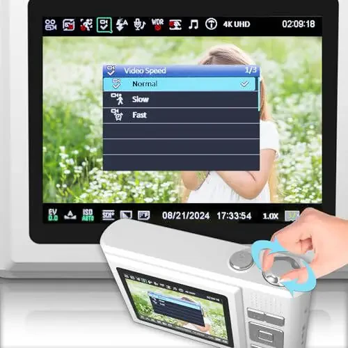 ATEYA Aylanuvchi Menyuli Tez Sozlamalar bilan Raqamli Kamera, Bilak Tasmasi bilan 4K Raqamli Kamera, Raqamli Video Kamera, Kontent Yaratuvchilar, Boshlang'ich va Kattalar uchun Kichik Kompakt Vlog Kamerasi (Oq) - 8