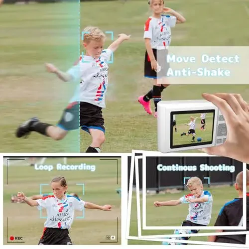 ATEYA Aylanuvchi Menyuli Tez Sozlamalar bilan Raqamli Kamera, Bilak Tasmasi bilan 4K Raqamli Kamera, Raqamli Video Kamera, Kontent Yaratuvchilar, Boshlang'ich va Kattalar uchun Kichik Kompakt Vlog Kamerasi (Oq) - 13