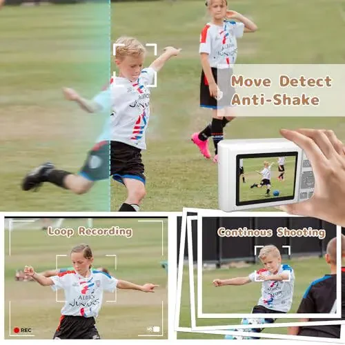 ATEYA Aylanuvchi Menyuli Tez Sozlamalar bilan Raqamli Kamera, Bilak Tasmasi bilan 4K Raqamli Kamera, Raqamli Video Kamera, Kontent Yaratuvchilar, Boshlang'ich va Kattalar uchun Kichik Kompakt Vlog Kamerasi (Oq) - 6