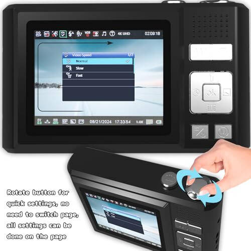 ATEYA Aylanuvchi Menyuli Tez Sozlamalar bilan Raqamli Kamera, SD Kartli Raqamli Kamera, 4K Video 48MP Foto Suratga olish Ko'chma Sumka Sayohat, Kattalar O'smirlar Boshlanuvchilar uchun Vintaj Raqamli Kamera (Qora) - 2