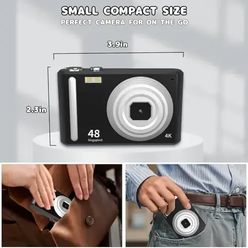 ATEYA Digital Camera, Point and Shoot Camera with Rotating Menu Quick Setting, Camera Digital 4K Videos 48MP Photo, Pink Digital Camera, Compact Small Digital Camera for Kids Teens Adults Gifts - 4