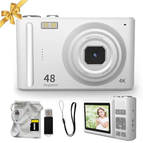 ATEYA Digital Camera with Rotating Menu Quick Setting, 4K Digital Camera with Wrist Strap, Digital Video Camera, Small Compact Vlogging Camera for Content Creator Beginners Adults (White) - 7