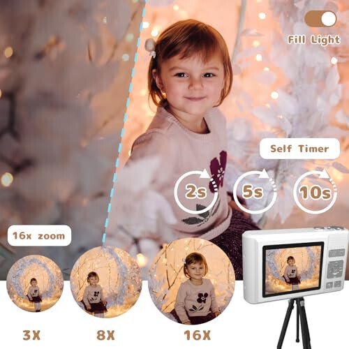 ATEYA Digital Camera with Rotating Menu Quick Setting, 4K Digital Camera with Wrist Strap, Digital Video Camera, Small Compact Vlogging Camera for Content Creator Beginners Adults (White) - 5