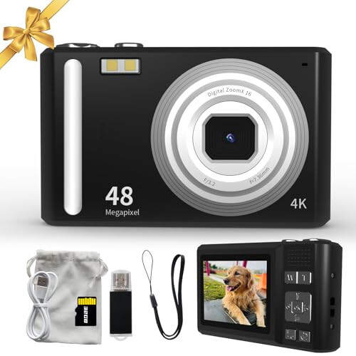 ATEYA Digital Camera with Rotating Menu Quick Setting, Digital Camera with SD Card, Digital Camera 4K Video 48MP Photo Portable Bag Travel, Vintage Digital Camera for Adults Teens Beginners (Black) - 7