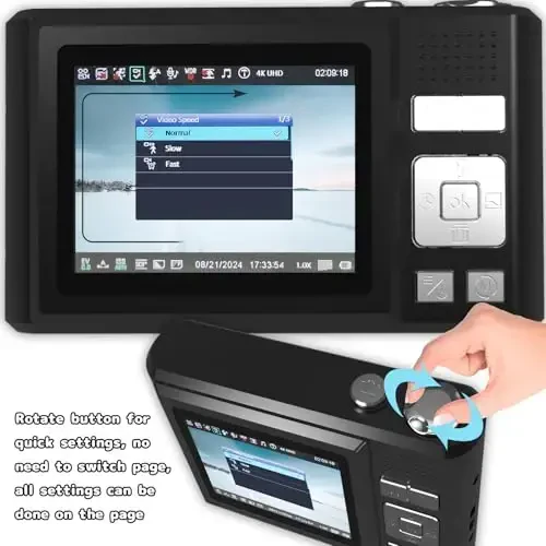 ATEYA Rotating Menu Digital Camera - 4K Video, 48MP Photo, 32GB SD Card - Black, Perfect for Adults, Teens & Beginners - 2