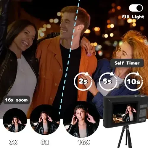 ATEYA Rotating Menu Digital Camera - 4K Video, 48MP Photo, 32GB SD Card - Black, Perfect for Adults, Teens & Beginners - 5