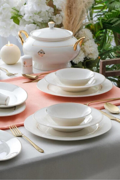 Athena 60 Piece 12 Person Gold Porcelain Dinner Set - 6