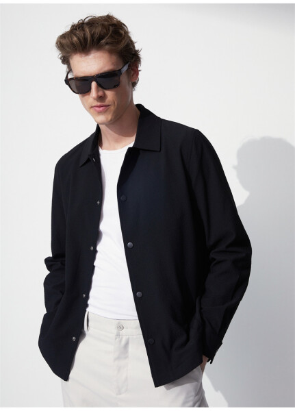 ATHENIO men's black summer jacket with long pockets. - 9