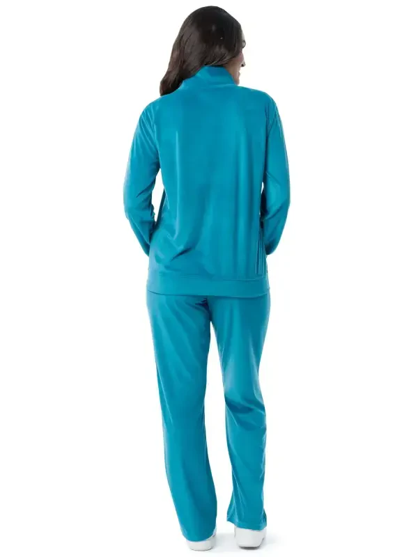 Athletic Works ayollarning yumshoq velor zip-up trek kostyumi va shim to'plami, XS-XXL o'lchamlari - ATHLETIC WORKS