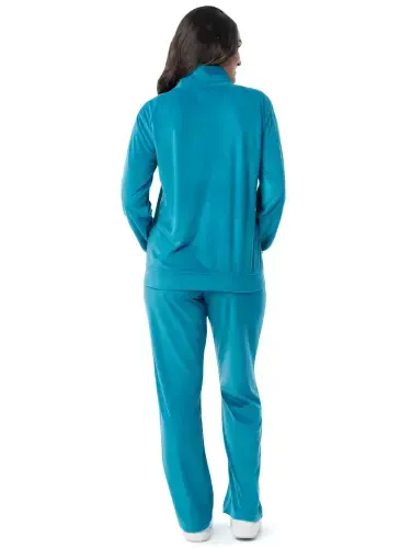 Athletic Works Women's Soft Velour Zip-Up Track Jacket and Pant Set, Size XS-XXL - 8