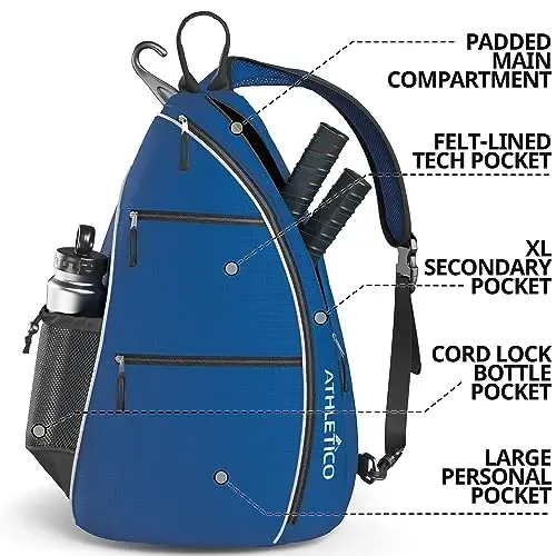 Athletico Sling Bag - Crossbody Backpack for Pickleball, Tennis, Racketball, and Travel for Men and Women - 2