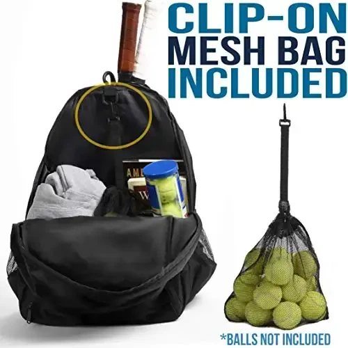 Athletico Premier Tennis Backpack - Tennis Bag Holds 2 Rackets in Padded Compartment | Separate Ventilated Shoe Compartment | Tennis Bags for Men or Women - 3