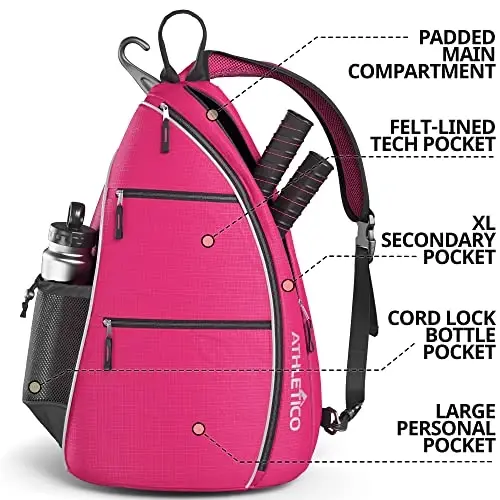 Athletico Sling Bag - Crossbody Backpack for Pickleball, Tennis, Racketball, and Travel for Men and Women - 8