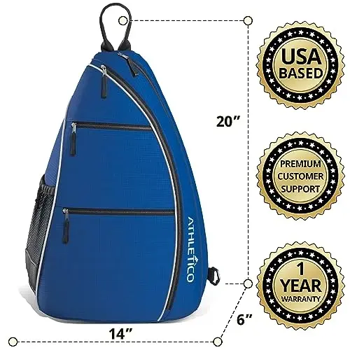Athletico Sling Bag - Crossbody Backpack for Pickleball, Tennis, Racketball, and Travel for Men and Women - 11
