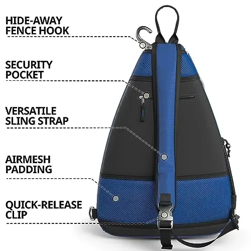 Athletico Sling Bag - erkaklar va ayollar uchun Pickleball, Tennis, Racketball va Sayohat uchun Crossbody ryukzak - 3