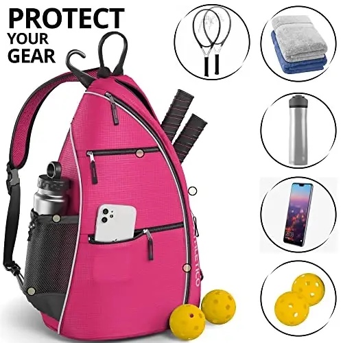 Athletico Sling Bag - Piklbol, tennis, raketbol va sayohat uchun erkaklar va ayollar uchun crossbody sumkasi. - 11