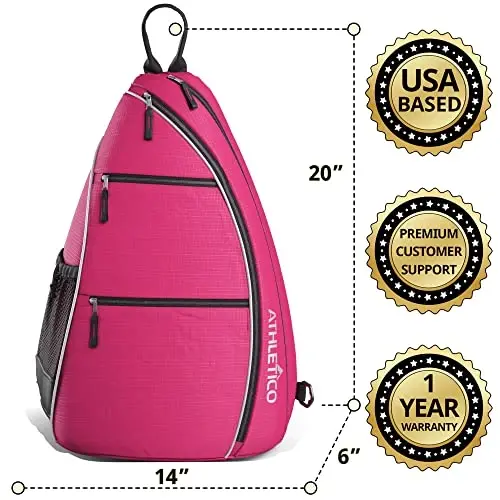 Athletico Sling Bag - Piklbol, tennis, raketbol va sayohat uchun erkaklar va ayollar uchun crossbody sumkasi. - 4
